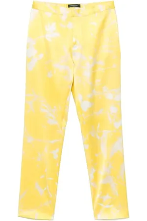 Fabiana Filippi Bukser, Dame, Gul, XS, Leaf Print Gule Bukser