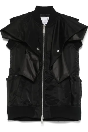 SACAI Jakke, Dame, Sort, M, Sort Lynlås-Front Panel Vest