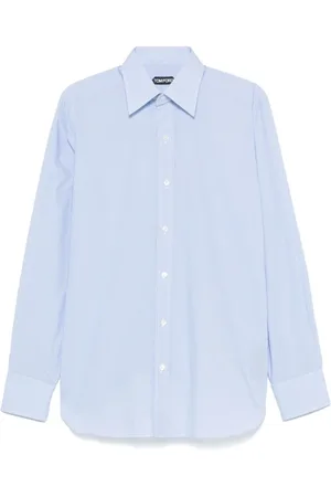 Tom Ford Skjorte, Herre, Blå, 2XL, Bomuld, Lyseblå Skjorte med Knapper