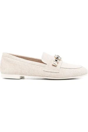Casadei Sko, Dame, , 37 1/2 EU, Læder, Almond Toe Læder Loafers med Lav Hæl