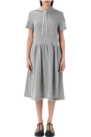 Comme des Garçons Kjole, Dame, Grå, M, Bomuld, Grå hættetrøje-kjole