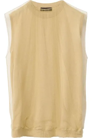 Fabiana Filippi Jakke, Dame, , L, Uld, Crew Neck Sleeveless Tulle Overlay Vest