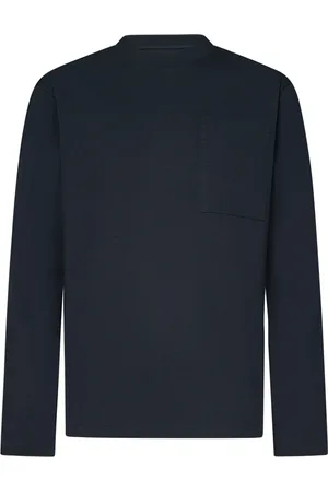 Jil Sander Top, Herre, Blå, L, Bomuld, Blå Langærmet T-shirt med Logo