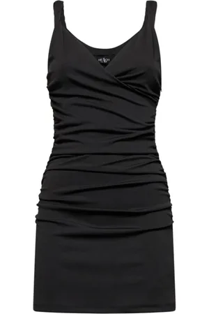 Silvian Heach Kjole, Dame, Sort, 2XS, Polyester, Mini kjole med sidelæns draperinger