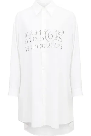 Maison Margiela Kjole, Dame, Hvid, M, Bomuld, Hvid Bomuld Signature Numbers Kjole