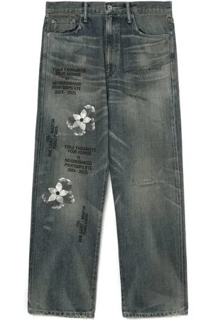 YOHJI YAMAMOTO Jeans, Herre, Blå, L, Blå-Grå Klassiske Fem Lomme Jeans