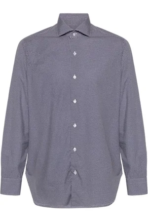 BARBA Skjorte, Herre, Blå, 3XL, Bomuld, Grafisk Print Bomuldsskjorte Midnatsblå