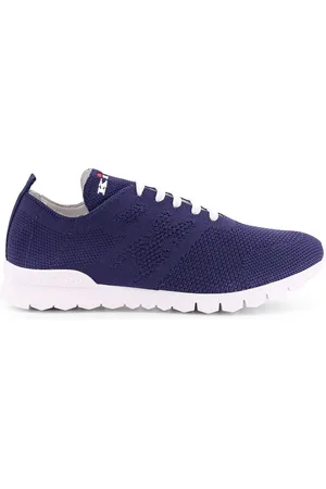 Kiton Sko, Herre, Blå, 44 EU, Blå Sneakers med Broderet Logo