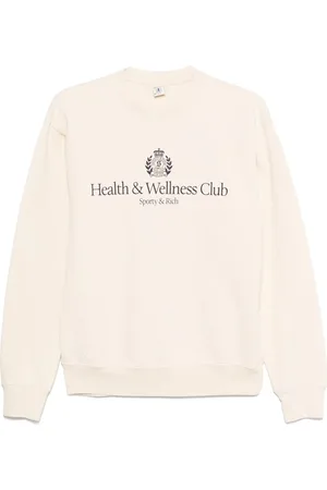 Sporty & Rich Sweathshirts & Hoodies, Dame, , L, Uld, Ecru Crew Neck Logo Sweater