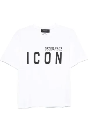 Dsquared2 Top, Dame, Hvid, XS, Bomuld, Hvid T-shirt med ikonprint og rund hals
