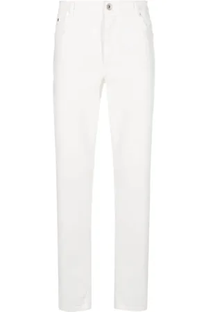 Brunello Cucinelli Bukser, Herre, Hvid, XL, Uld, Opgrader din garderobe med stilfulde straight bukser