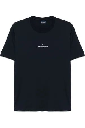 Paul & Shark Top, Herre, Blå, XL, Navy Logo Print Crew Neck T-shirt