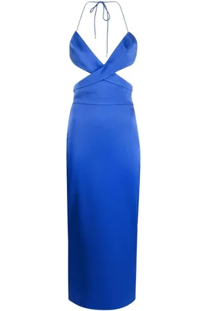 ALEX PERRY Kjole, Dame, Blå, XS, Satin, Koboltblå Satin Cut-Out Midi Kjole