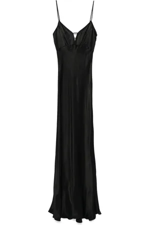 Twin-Set Kjole, Dame, Sort, 2XS, Sort V-Neck Kjole med Sideslidse