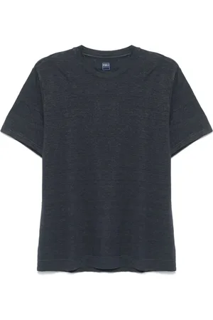 FEDELI Top, Herre, Blå, 3XL, Uld, Crew Neck T-shirt