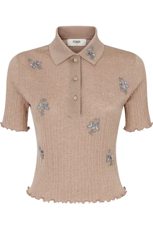 Fendi Strik, Dame, Brun, M, Ribbet Ristet Trøje