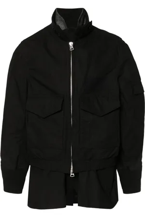 SACAI Jakke, Herre, Sort, L, Bomuld, Sort Ripstop Lagdelt Jakke