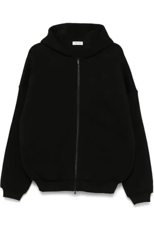 FEAR OF GOD Sweathshirts & Hoodies, Herre, Sort, S, Uld, Sort Lynlås Hætte Drop Skulder Stil