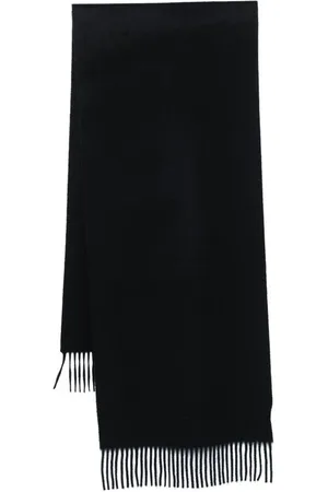 Lady Anne Tilbehør, Herre, Sort, ONE SIZE, Uld, Kashmir Strikket Sort Frynset Tørklæde