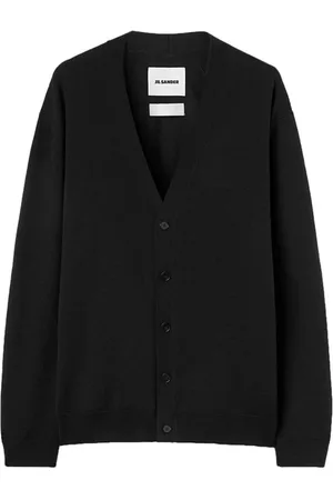 Jil Sander Strik, Herre, Sort, L, Uld, V-hals strikket sweater