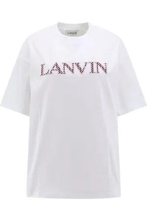 Lanvin Top, Dame, Hvid, XS, Bomuld, Hvide T-shirts og Polos med Paris Broderi