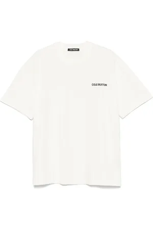 Cole Buxton Top, Herre, Hvid, S, Ecru Logo Print Crew Neck T-shirt
