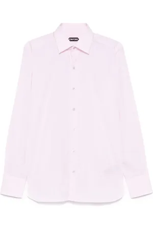 Tom Ford Skjorte, Herre, Lyserød, L, Bomuld, Pudderrosa Button-Up Skjorte