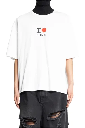 Vetements Top, Herre, Hvid, L, Uld, Paprika Grafisk Print Boxy T-Shirt