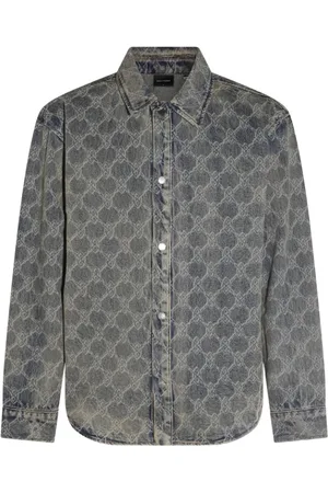 Daily paper Skjorte, Herre, Grå, L, Indigo Blå Button-Up Skjorte Langærmet