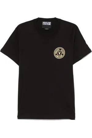 VERSACE Top, Herre, Sort, XL, Sort Crew Neck Kortærmet T-shirt