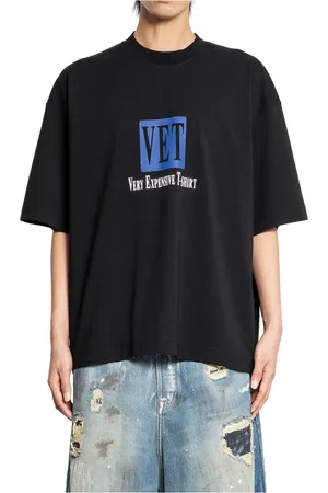Vetements Top, Herre, Sort, S, Uld, Boxy Grafisk Print Sort T-Shirt
