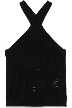 Axel Arigato Top, Dame, Sort, M, Sort Krydsede Stropper Ribbet Kant