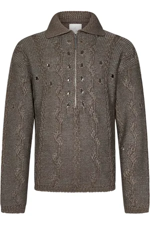 ROA Strik, Herre, Grå, L, Uld, Grå Sweatshirt med Halv Lynlås
