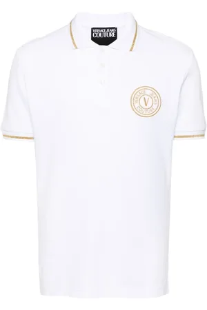 VERSACE Top, Herre, Hvid, XL, Hvid Polo Shirt Herremode
