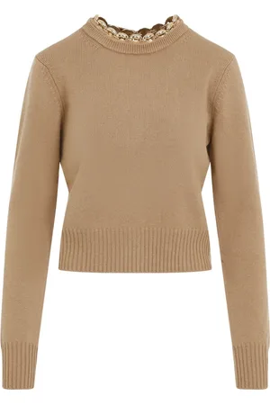 Paco rabanne Strik, Dame, Brun, M, Uld, Luksuriøs Kamelbrun Sweater
