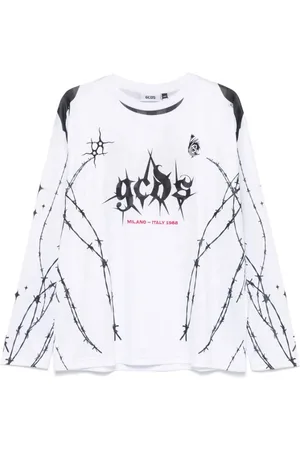 GCDS Top, Herre, Hvid, S, Hvid Crew Neck Sweater