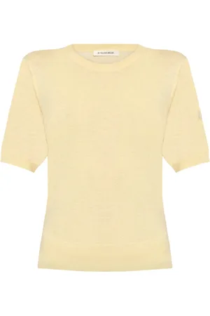 By Malene Birger Strik, Dame, , S, Lys Gul Logo Broderet Sweater