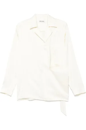 Low Classic Bluser & Skjorter, Dame, Hvid, S, Beige Draperet Lomme Skjorte