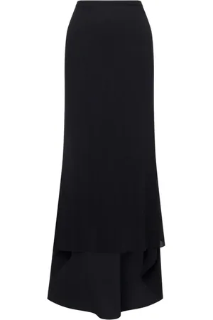 Serafini Nederdel, Dame, Sort, L, Polyester, Sort, lang maxinedederdel med asymmetrisk kant