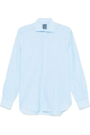 BARBA Skjorte, Herre, Blå, L, Blå Button-Up Skjorte med Spredt Krave