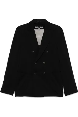 Circolo Jakke, Herre, Sort, S, Sort Pique Blazer Dobbelt-Breasted Stil