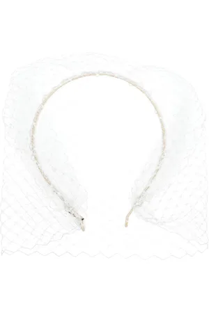 Jennifer Behr Tilbehør, Dame, Hvid, ONE SIZE, Satin, Satin Weave Hårtilbehør med Slør