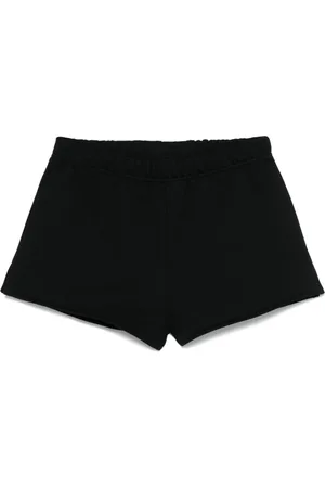 GCDS Shorts, Dame, Sort, XS, Uld, Sort Logo Print Elastisk Taljebånd Shorts