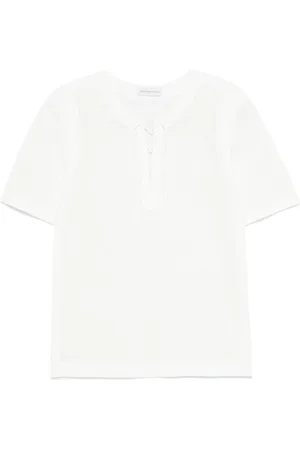 DRIES VAN NOTEN Top, Herre, Hvid, M, Uld, Snøresweater med korte ærmer