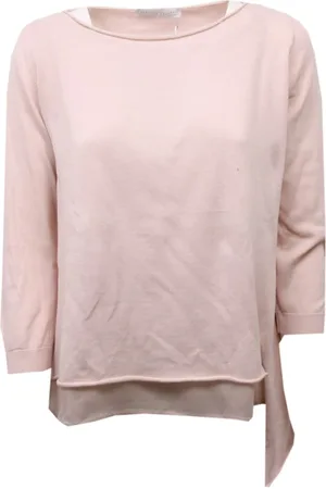 Fabiana Filippi Strik, Dame, Lyserød, M, Bomuld, Dobbelt Effekt Bomuldssweater i og Beige