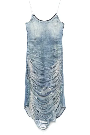 Diesel Kjole, Dame, Blå, S, Blå Spaghetti Strap High-Low Kjole