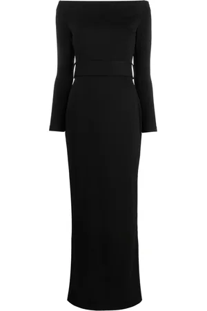 Solace Kjole, Dame, Sort, M, Uld, Sort Off-Shoulder Crepe Kjole
