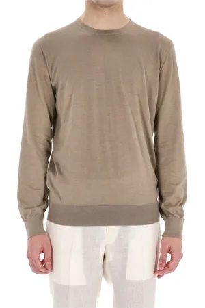 Ermenegildo Zegna Strik, Herre, Brun, 2XL, Cashmere, Kashmir Silke Crewneck Sweater
