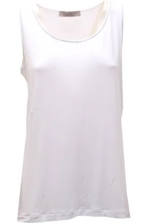 D.EXTERIOR Top, Dame, Hvid, L, Ærmeløs Jersey Top Hvid Viskose