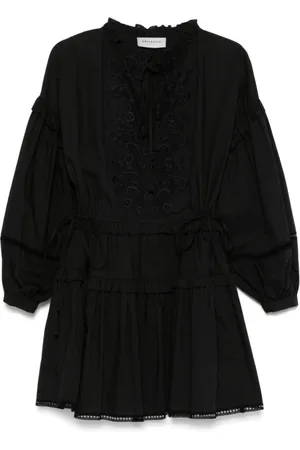 ERMANNO SCERVINO Kjole, Dame, Sort, XS, Uld, Sort Rynket Detaljer Kjole